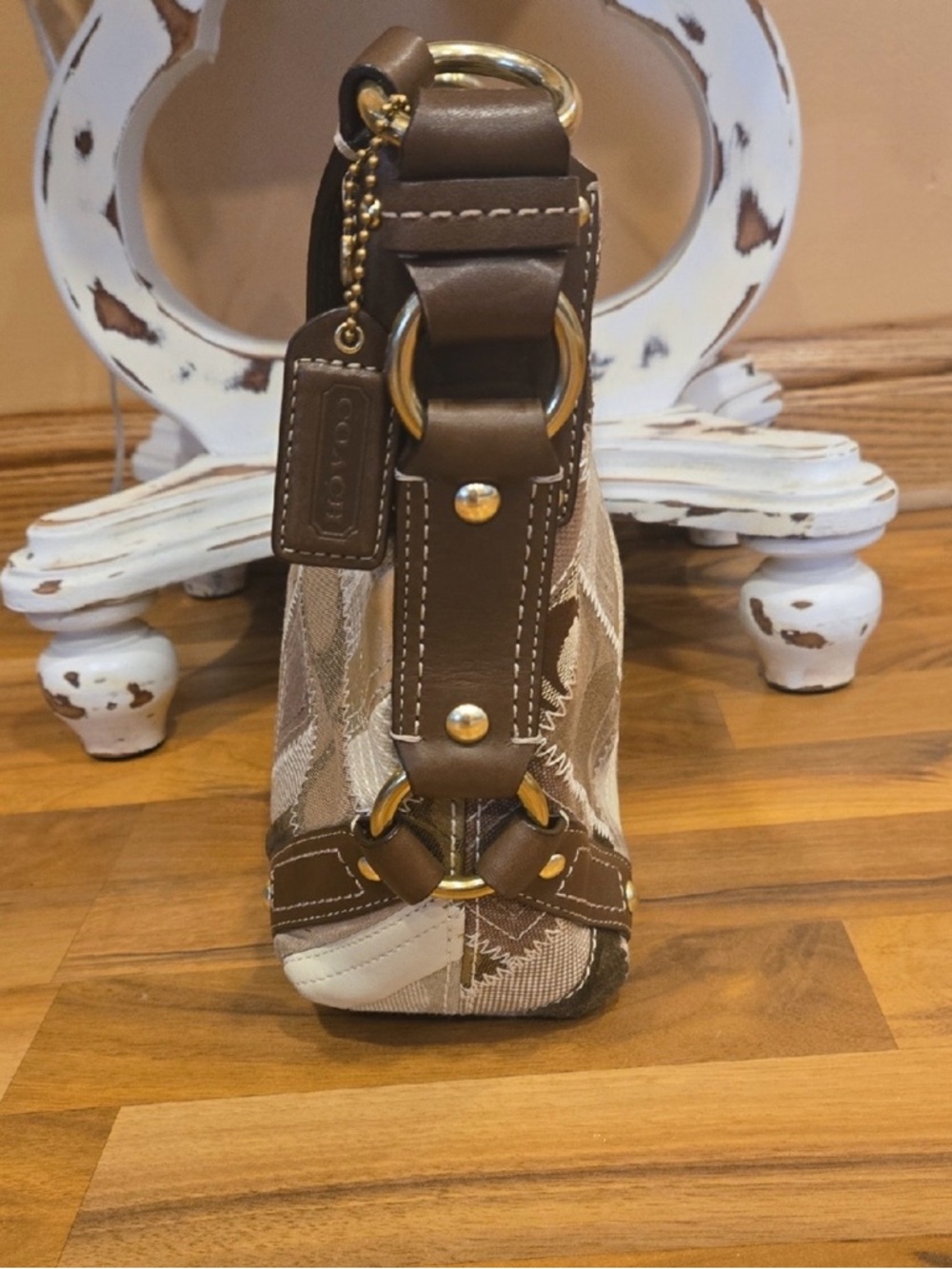 Coach Patchwork Carly Bag in Beige and Brown - Picture 2 of 8
